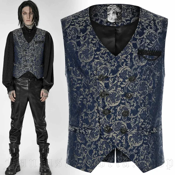 Weste mit ornamentalem Muster – blau
