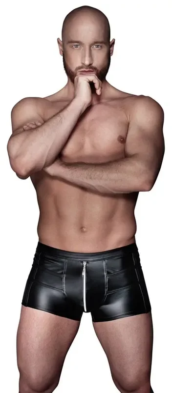 Wetlook Boxershorts mit Reißverschluss