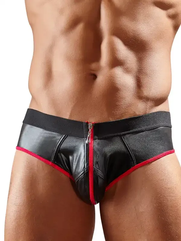 Wetlook-Jockbrief, schwarz/rot