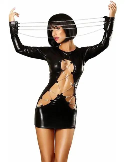 Wetlook-Kleid Dash schwarz