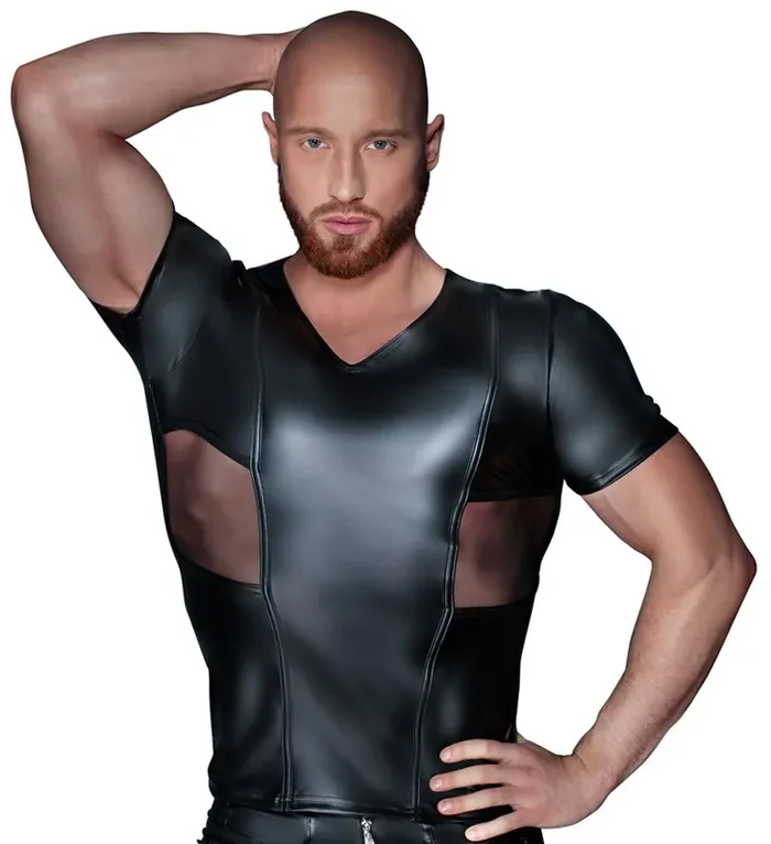 Wetlook Shirt Mit Transparenten Einsätzen