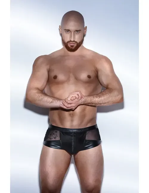 Wetlook-Shorts mit Netz-Einsätzen & 3-Wege-Zipper