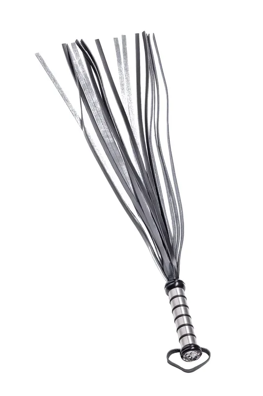 XX-DREAMSTOYS Lederpeitsche mit Alu-Griff