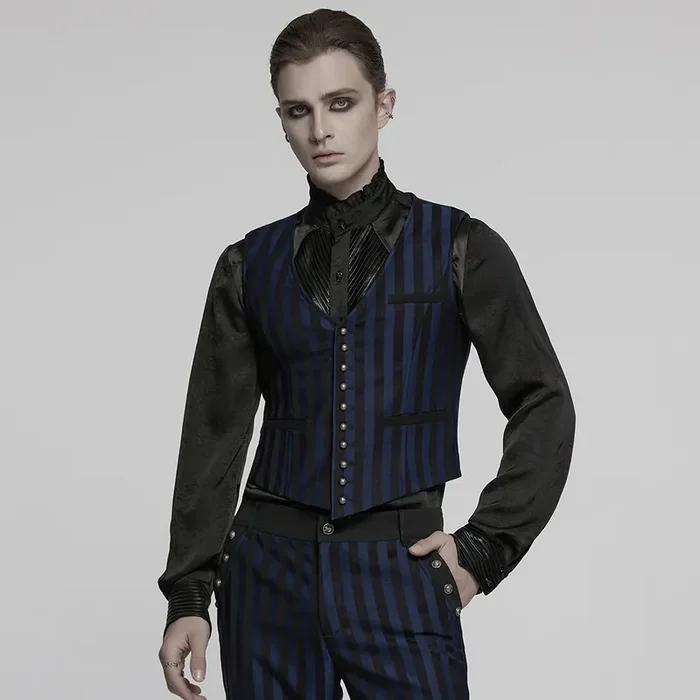 Zeitlose Gothic-Weste mit stilvoller Streifenoptik