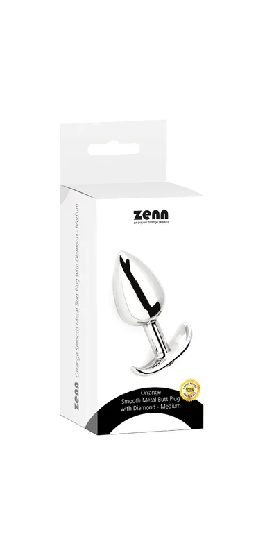 Zenn Smooth Metal Butt Plug with Diamond – Medium