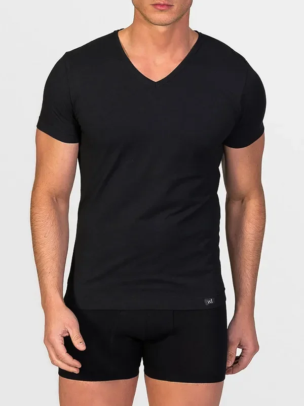 Zero Defects Ceres Soya V-Neck-Shirt, schwarz