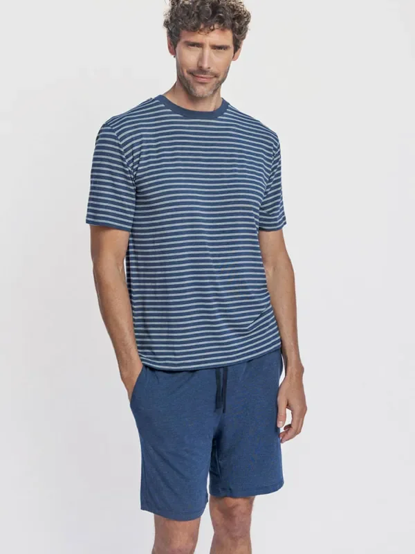 Zero Defects Kouros kurzer Pyjama, blau/grau