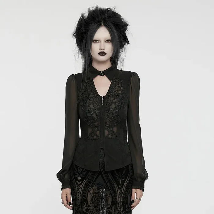 Zip-Up Bluse mit Lace-Up Rücken