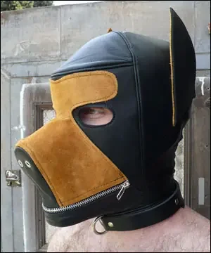 Zweifarbe Leder Hunde Kopfmaske